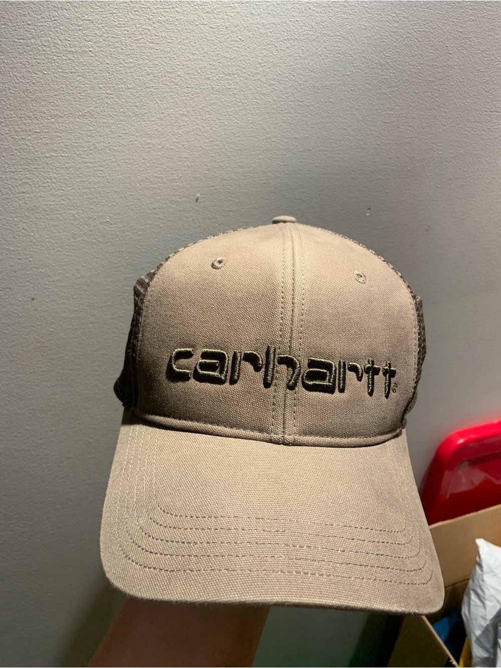 Carhartt Tan Trucker Cap with Brown Mesh - SnapBack adjustable